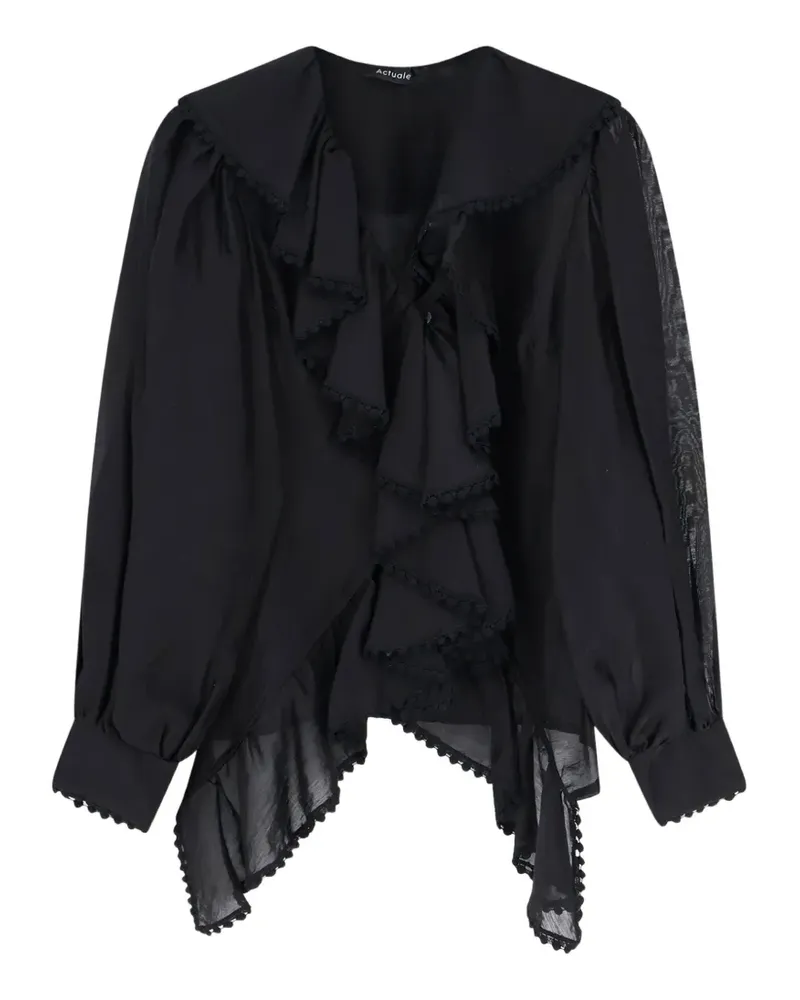 ACTUALEE embroidered ruffled shirt - Schwarz Schwarz