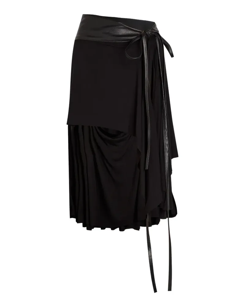 AARON ESH leather-trim draped skirt - Schwarz Schwarz