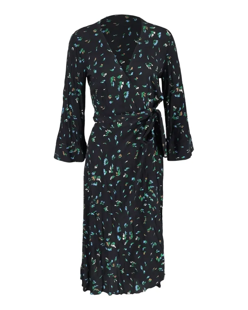 Ganni floral-print midi dress - Schwarz Schwarz