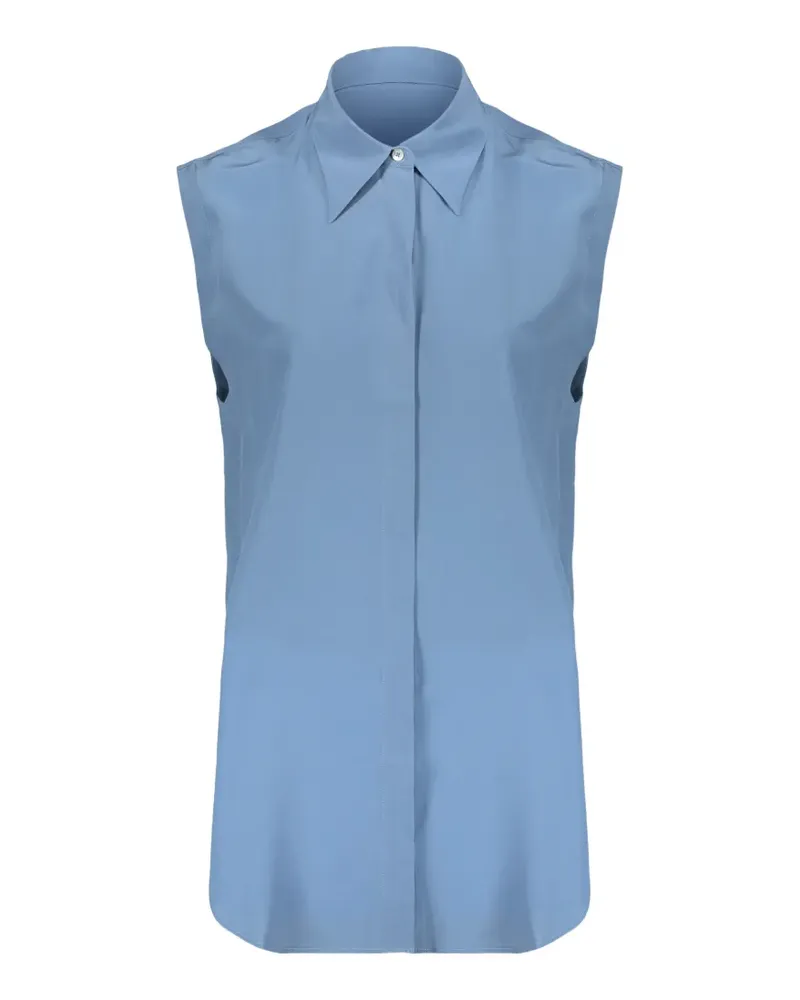 MOORER Ärmelloses Seidenhemd - Blau Blau