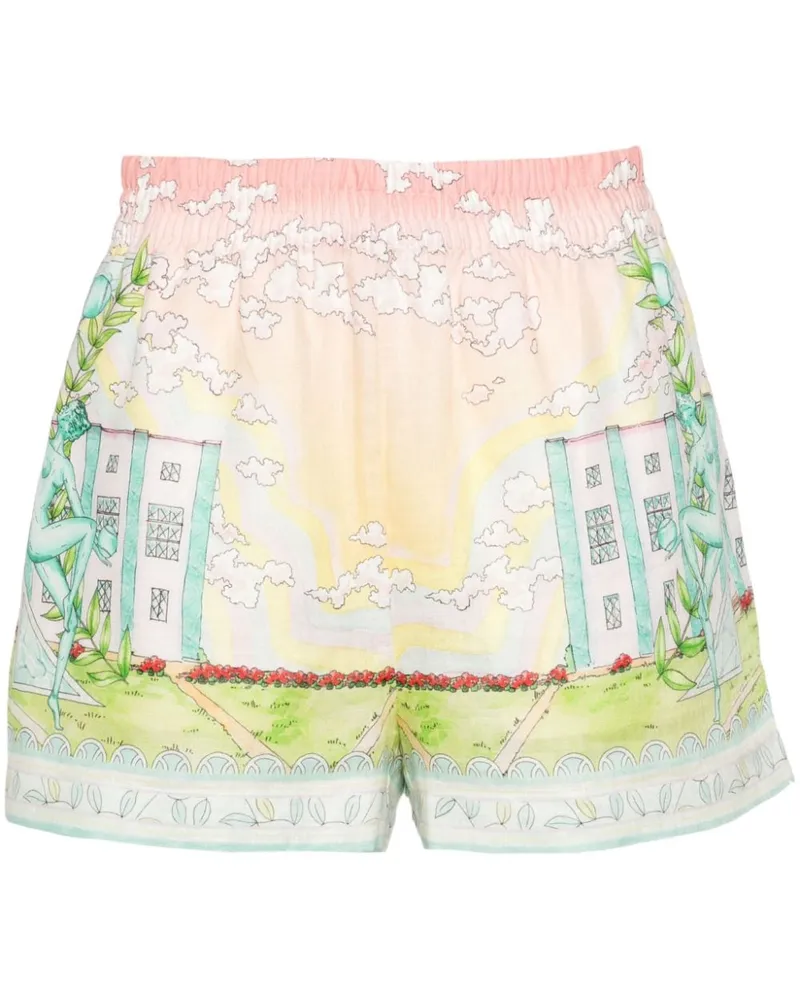 Casablanca Paris Vase Shorts aus Leinen - Rosa Rosa