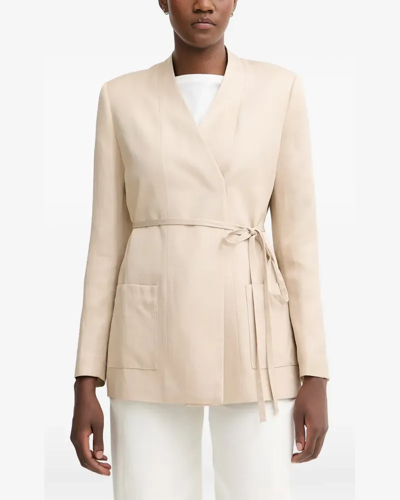 Sisley belted wrap blazer - Nude Nude