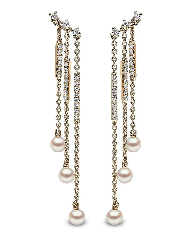 YOKO London 18kt Sleek Gelbgoldohrringe mit Akoya-Perlen und Diamanten Gold