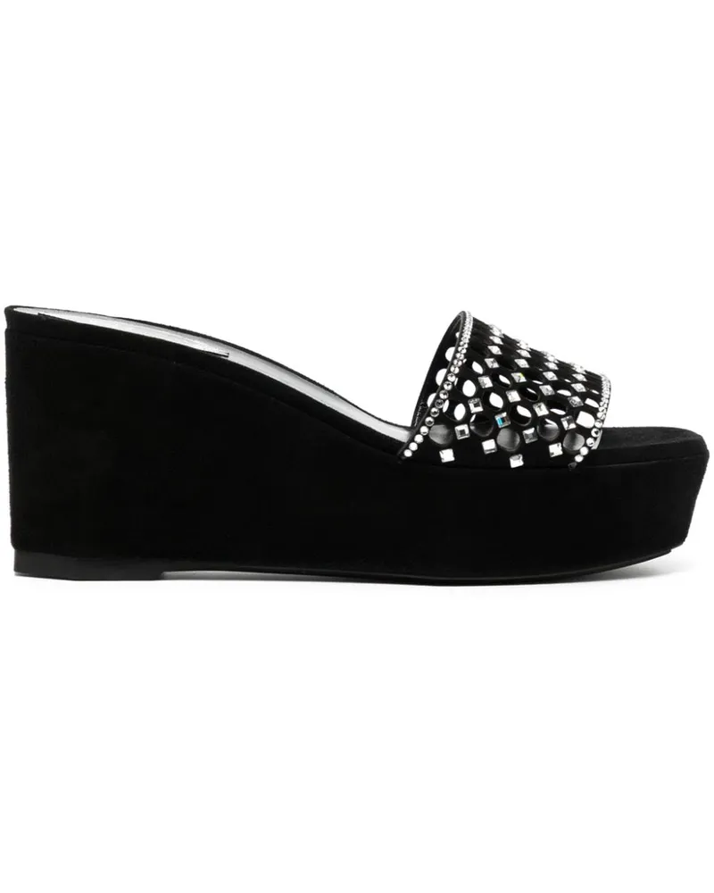 René Caovilla Plateau-Sandalen mit Kristallen 90mm - Schwarz Schwarz