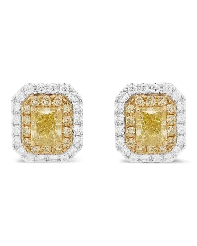 HYT Jewelry 18kt Gelb- und Weißgoldohrringe mit Diamant Weiß
