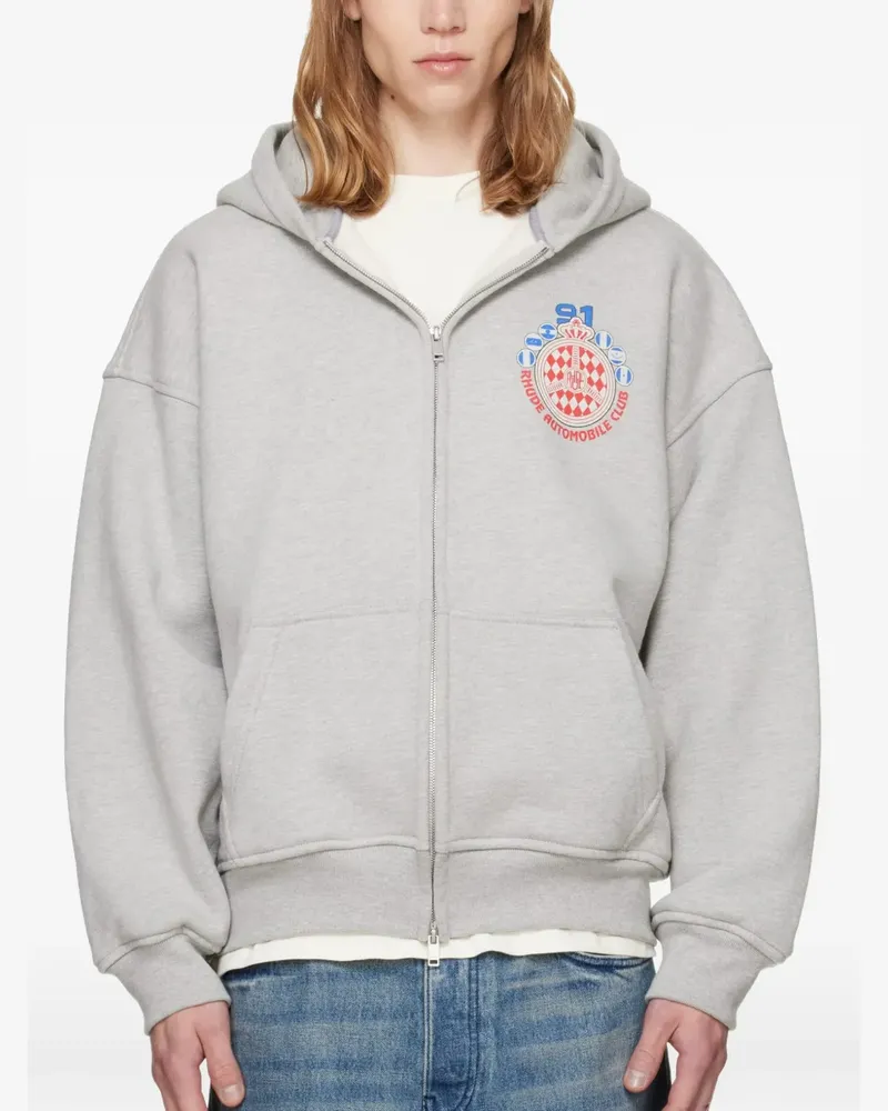 RHUDE Automobile Club logo-print zip-up hoodie - Grau Grau