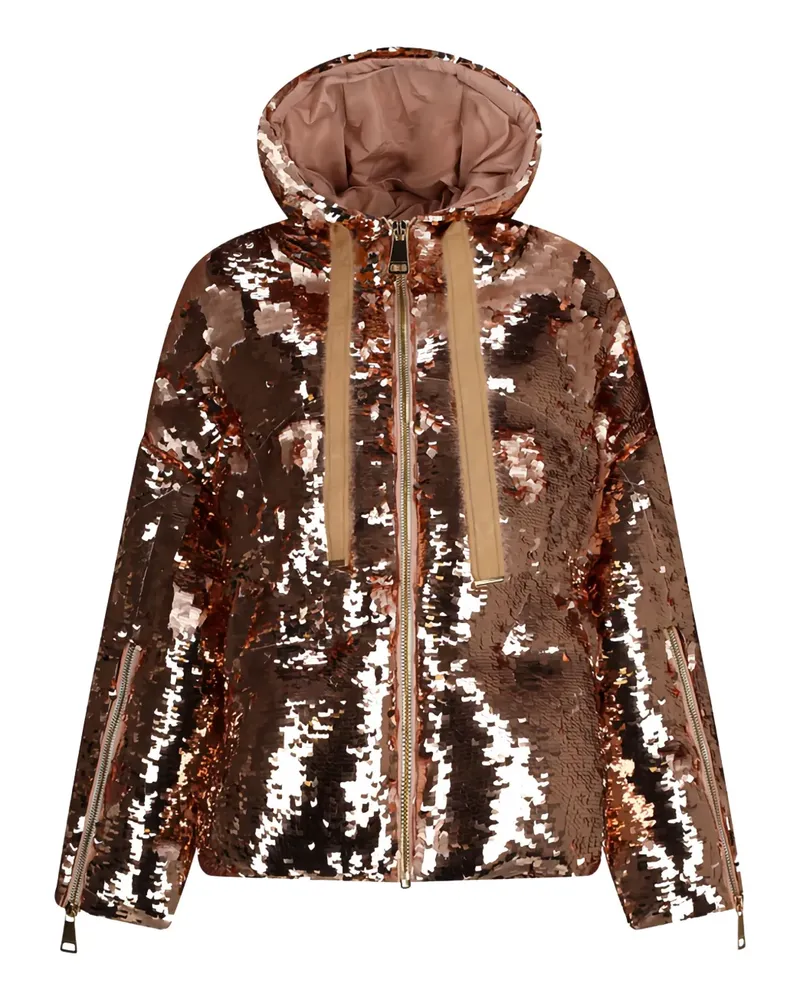 KHRISJOY Kapuzenjacke mit Pailletten - Braun Braun