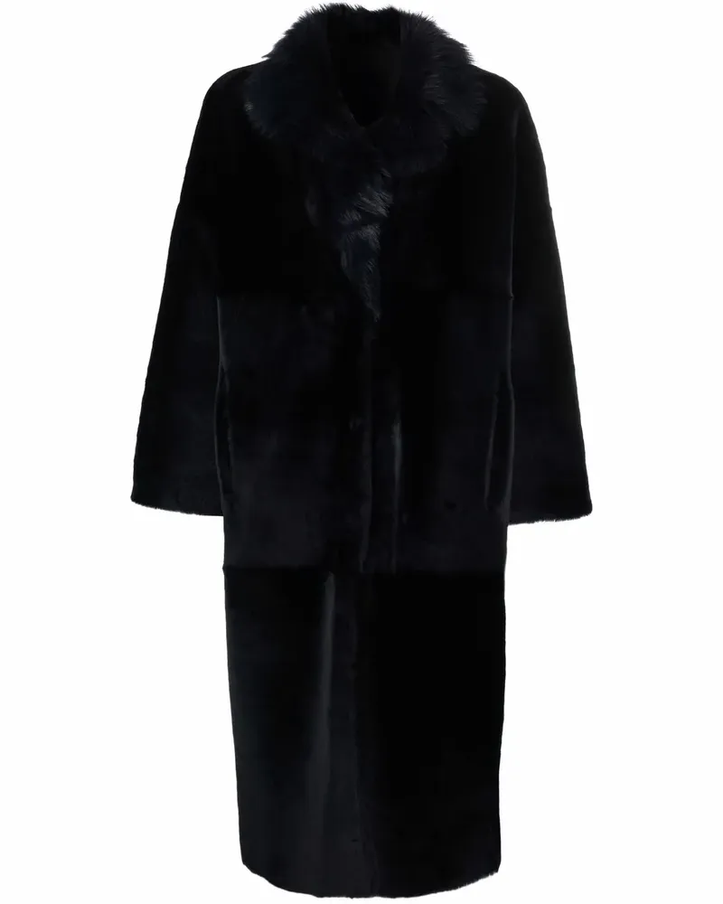 Liska Einreihiger Shearling-Mantel - Blau Blau