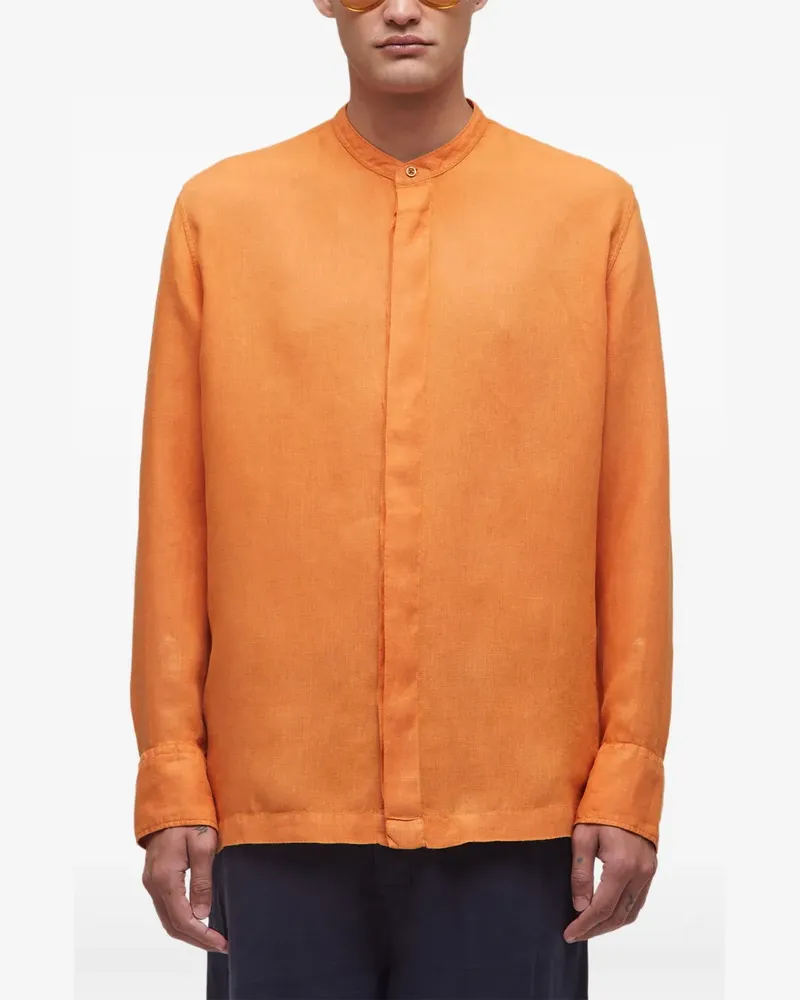 Osklen Leinenhemd mit Mandarinkragen - Orange Orange
