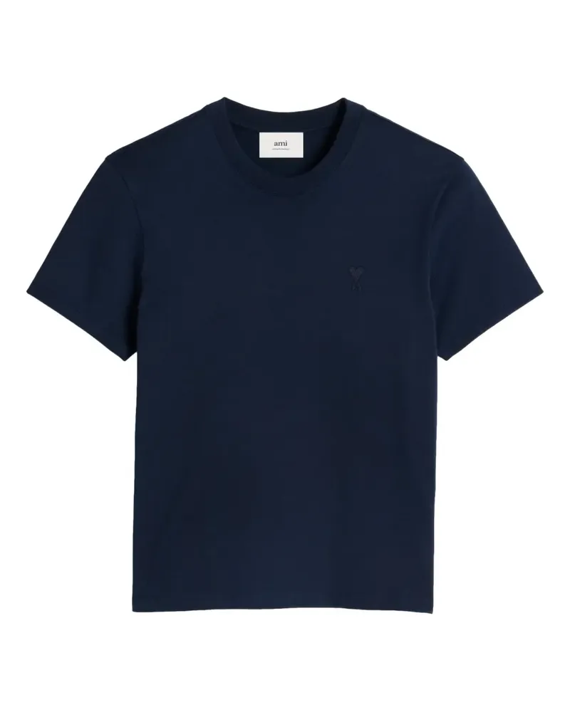 AMI Paris T-Shirt mit Logo-Stickerei - Blau Blau
