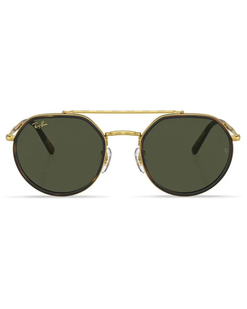 Ray Ban Runde Sonnenbrille mit Logo-Print - Gold Gold