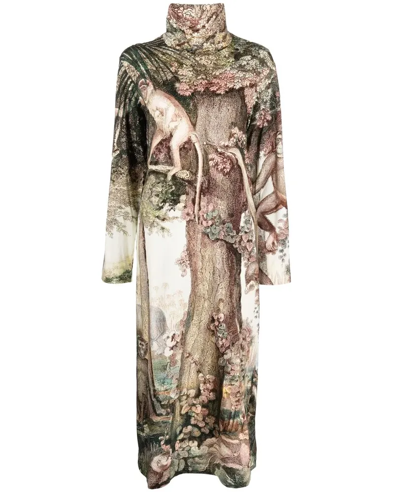 For Restless Sleepers Maxikleid mit Dschungel-Print - Nude Nude