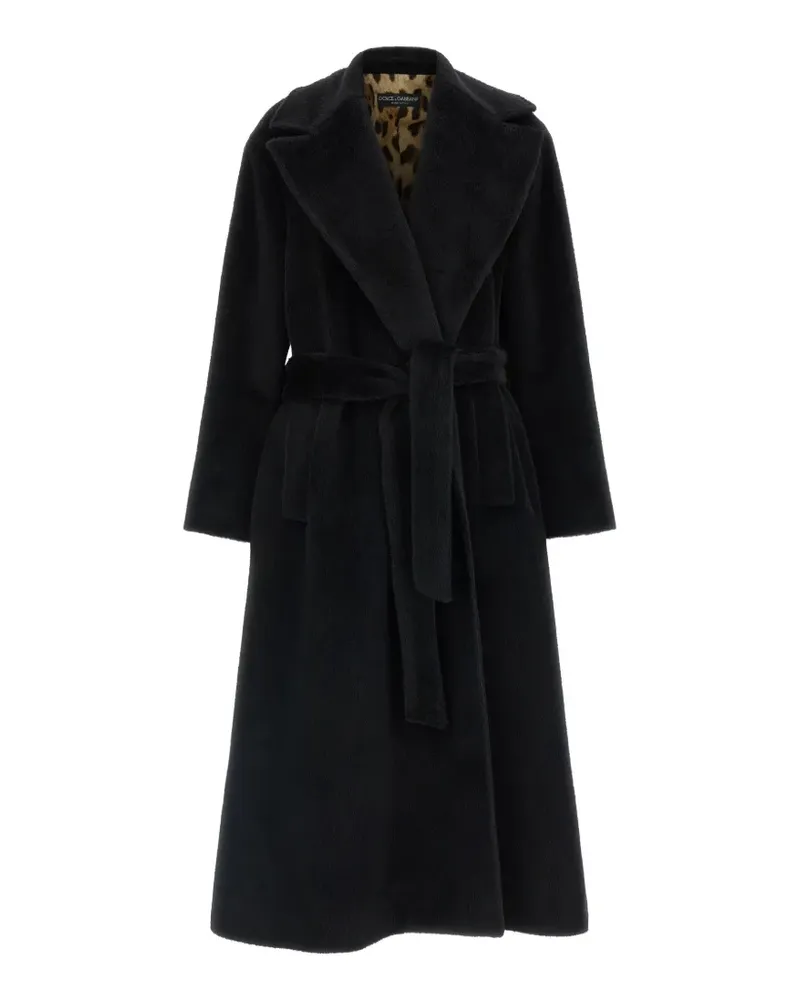 Dolce & Gabbana wide-lapel tie-fastening coat - Schwarz Schwarz