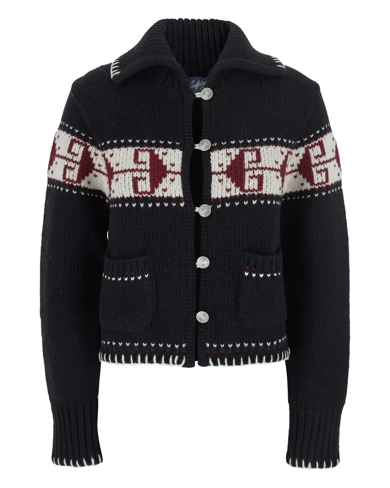 Seafarer Geknöpfter Cardigan mit Fairisle-Muster - Schwarz Schwarz