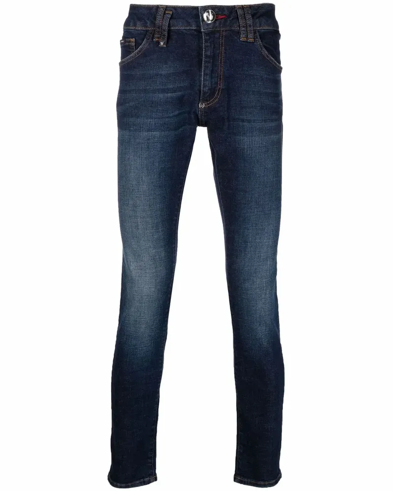 Philipp Plein Tief sitzende Slim-Fit-Jeans - Blau Blau