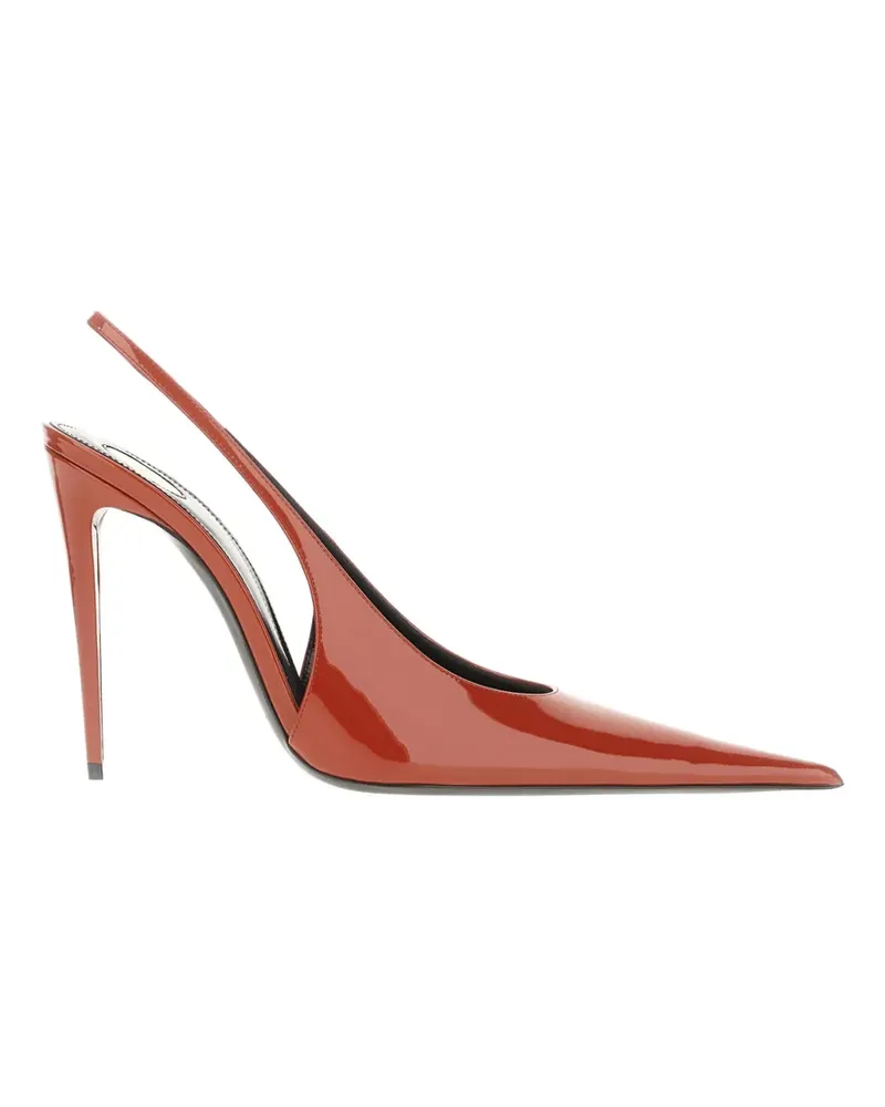Saint Laurent Guermantes patent-leather slingback pumps - Orange Orange
