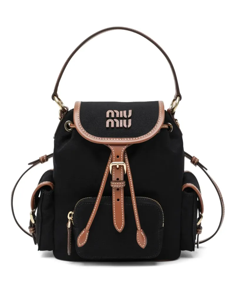 Miu Miu Rucksack aus Canvas und Leder - Schwarz Schwarz