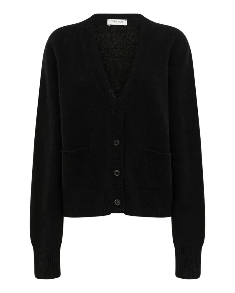 Laneus Geknöpfter Cardigan mit aufgesetzten Taschen - Schwarz Schwarz