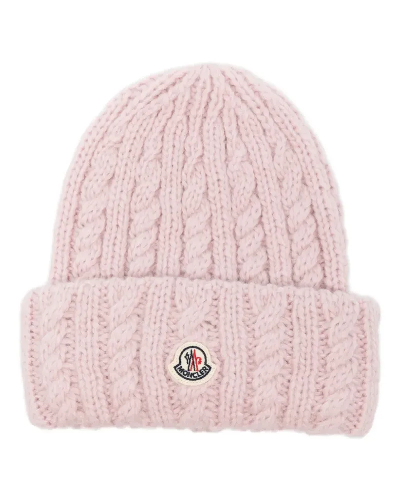 Moncler Beanie mit Zopfmuster - Rosa Rosa