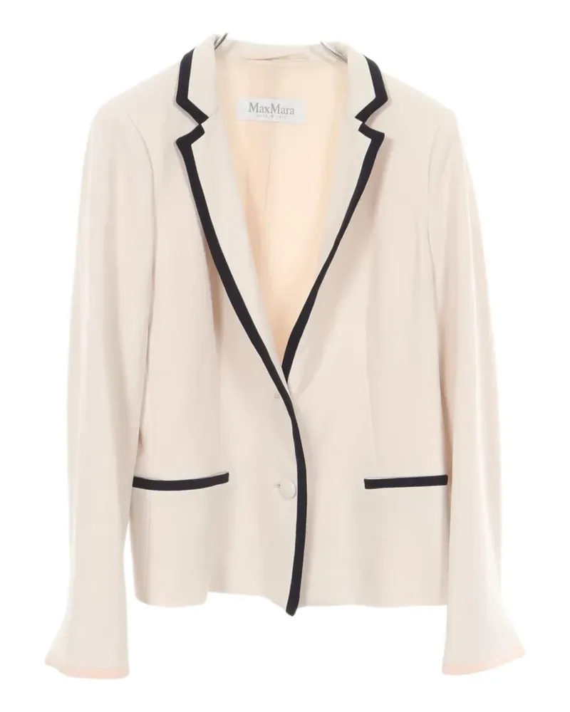 Max Mara 2000s einreihige Jacke mit Kontrastbesatz - Nude Nude