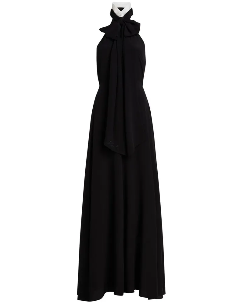 Karl Lagerfeld Archive Maxikleid mit Schleife - Schwarz Schwarz