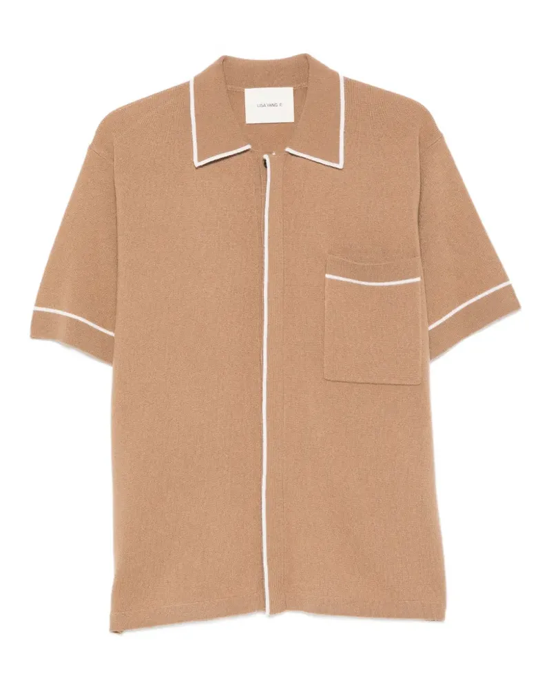 Lisa Yang Oliver piped short-sleeved shirt - Nude Nude