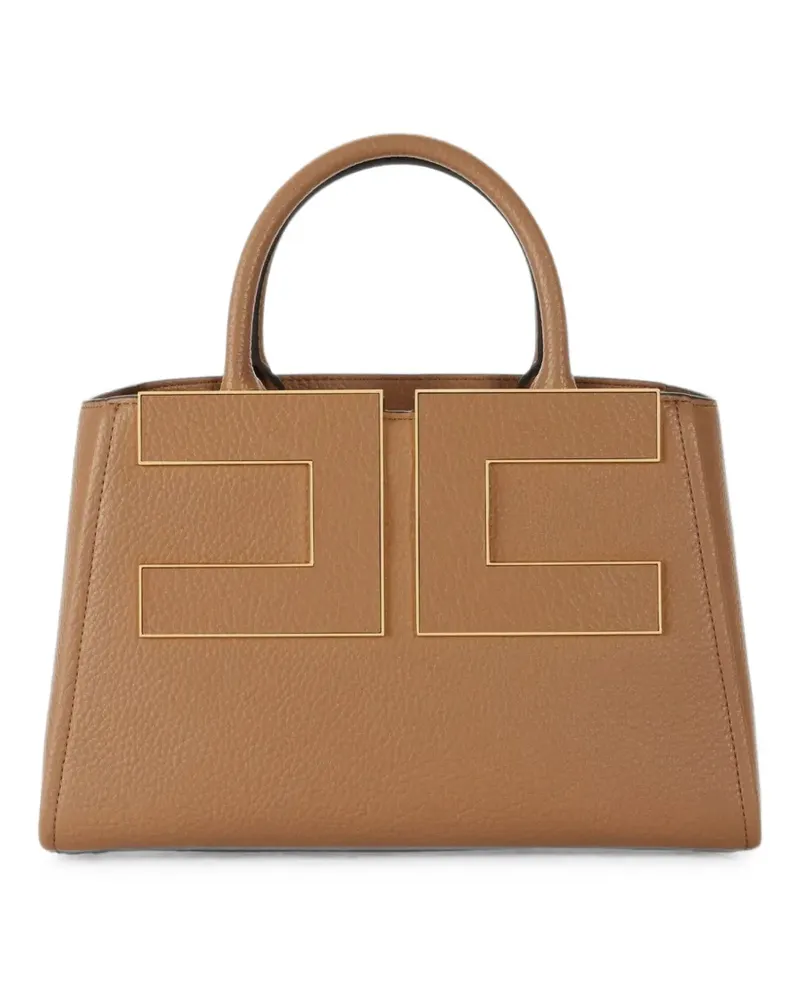 Elisabetta Franchi Tote Bag mit Logo-Schild - Braun Braun