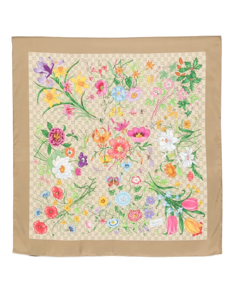 Gucci Schal mit Blumenprint - Nude Nude