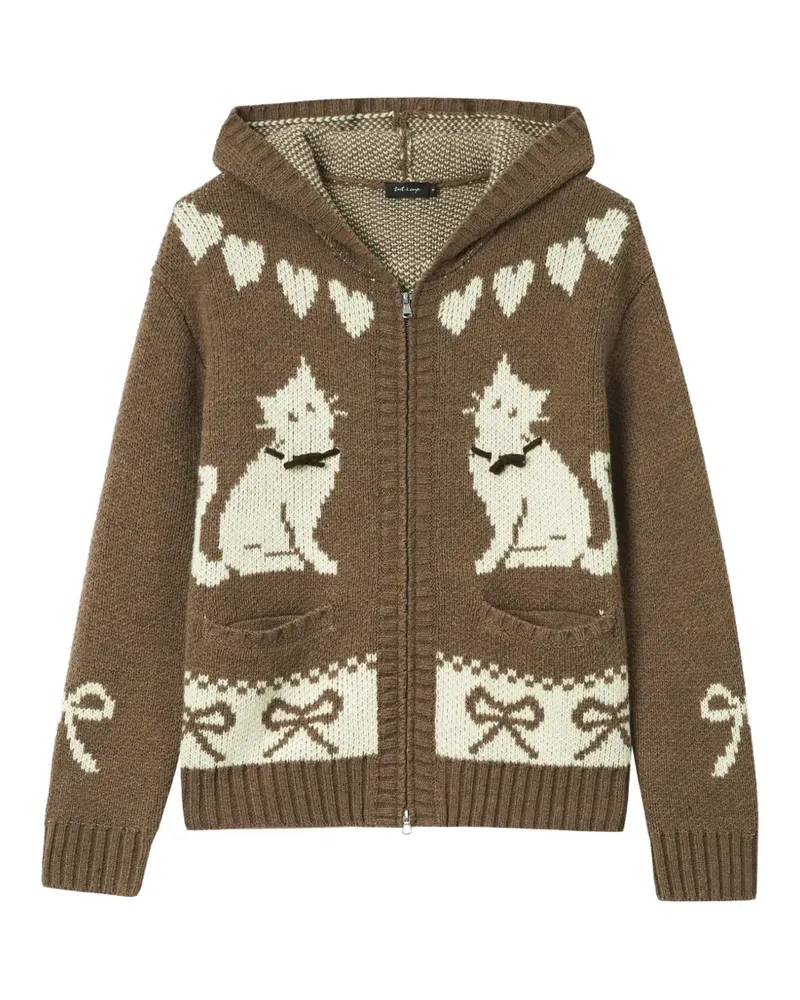 Tout a Coup Cardigan mit Katzen-Motiv - Braun Braun