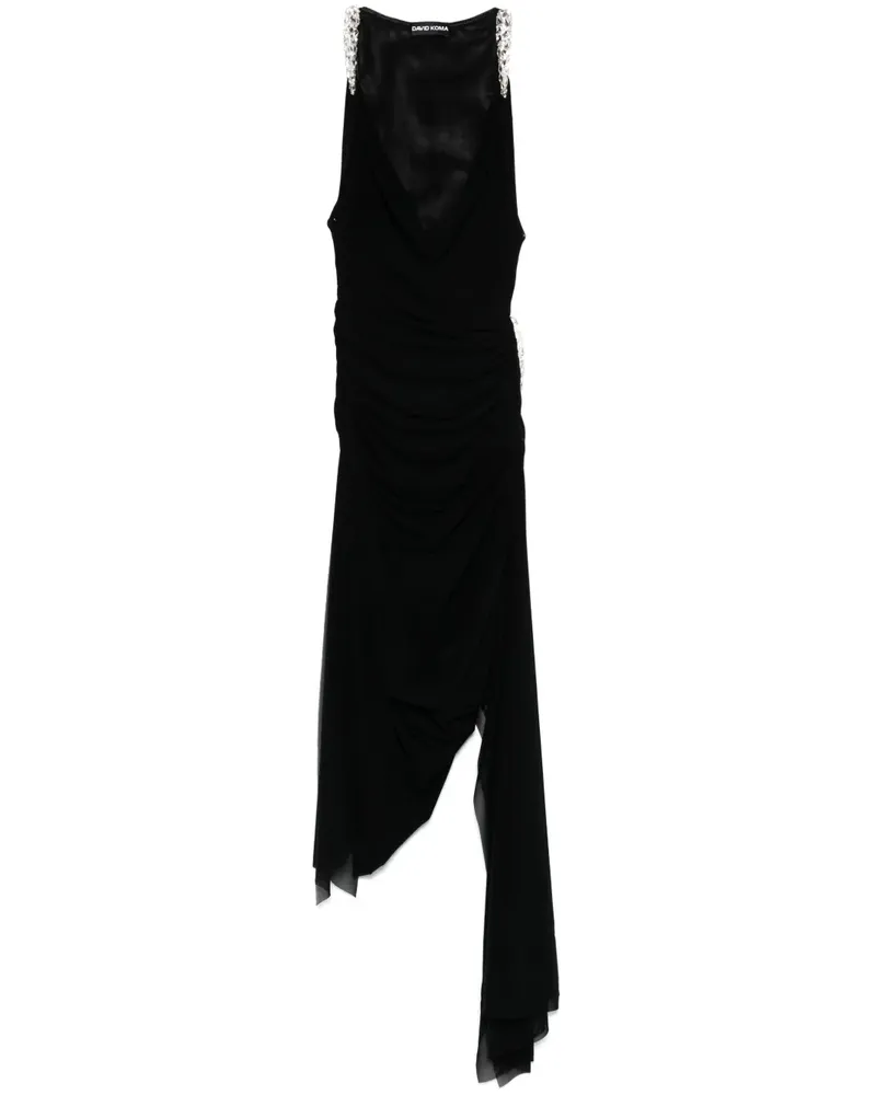 David Koma Drapiertes Maxikleid - Schwarz Schwarz