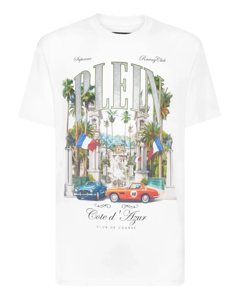 Philipp Plein T-Shirt mit Club de Course-Print - Weiß Weiß