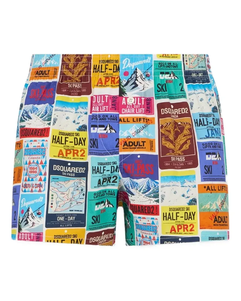 Dsquared2 Ski Pass Boxershorts mit grafischem Print - Blau Blau