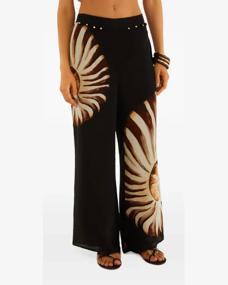 FARM Rio Gesmokte Hose mit Ammonit-Print - Schwarz Schwarz
