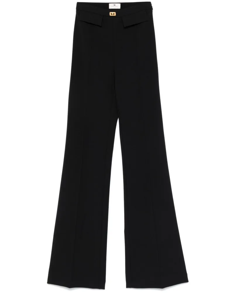 Elisabetta Franchi Hose aus Krepp mit Logo-Schild - Schwarz Schwarz