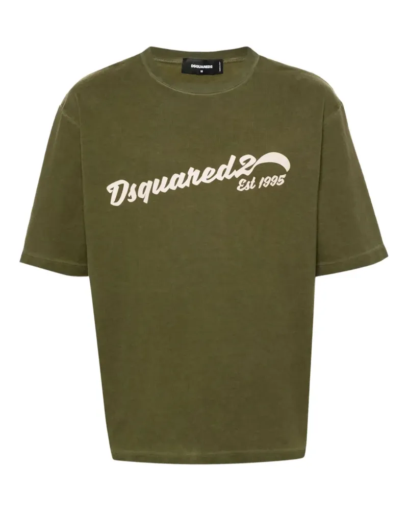 Dsquared2 T-Shirt mit Logo-Stickerei - Grün Grün