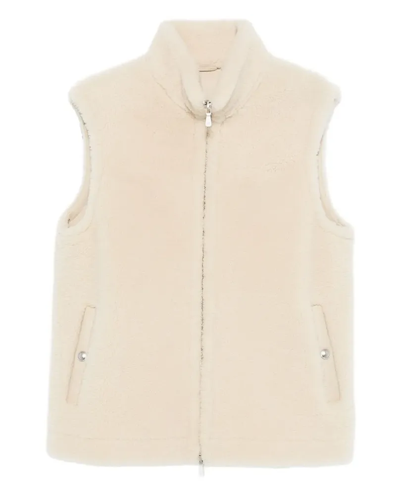 Eleventy Weste aus Shearling mit Reißverschluss - Nude Nude