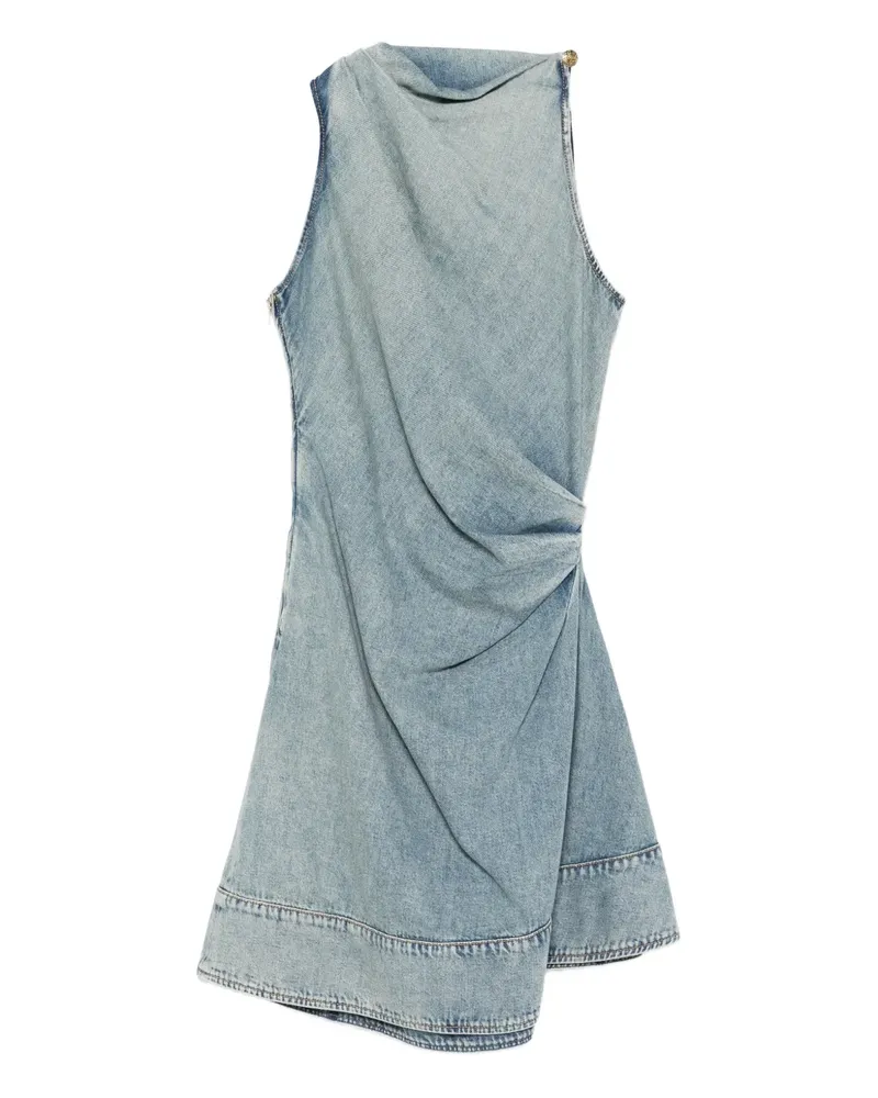 Alexander McQueen draped sleeveless midi dress - Blau Blau
