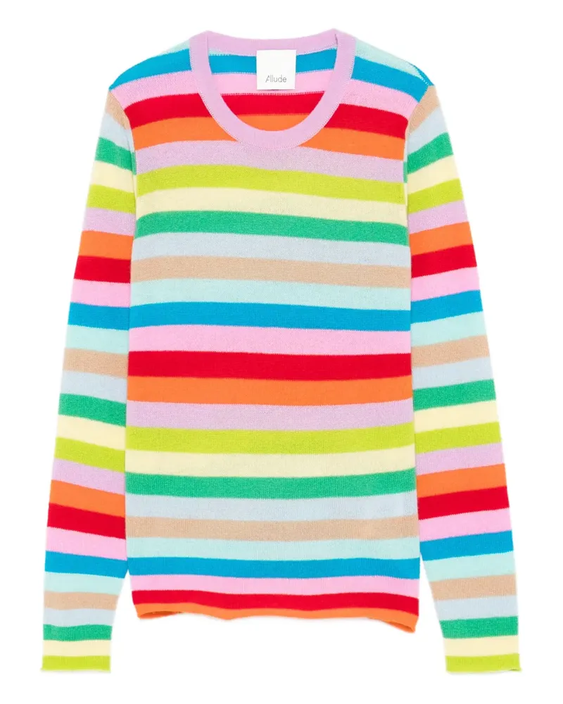 ALLUDE striped-pattern crew-neck sweater - Blau Blau