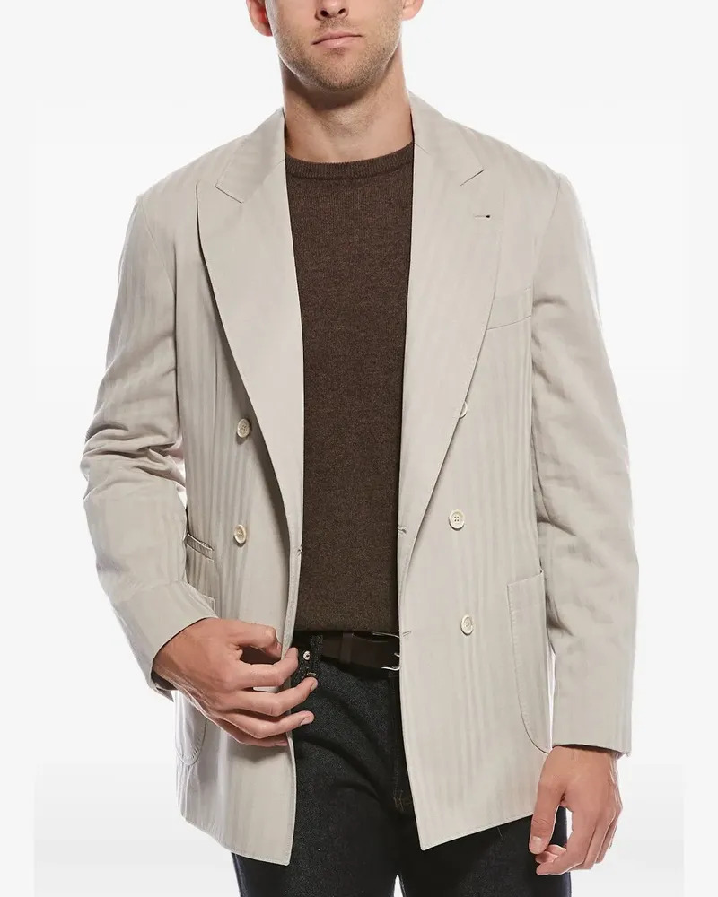 Brunello Cucinelli double-breasted striped blazer - Nude Nude