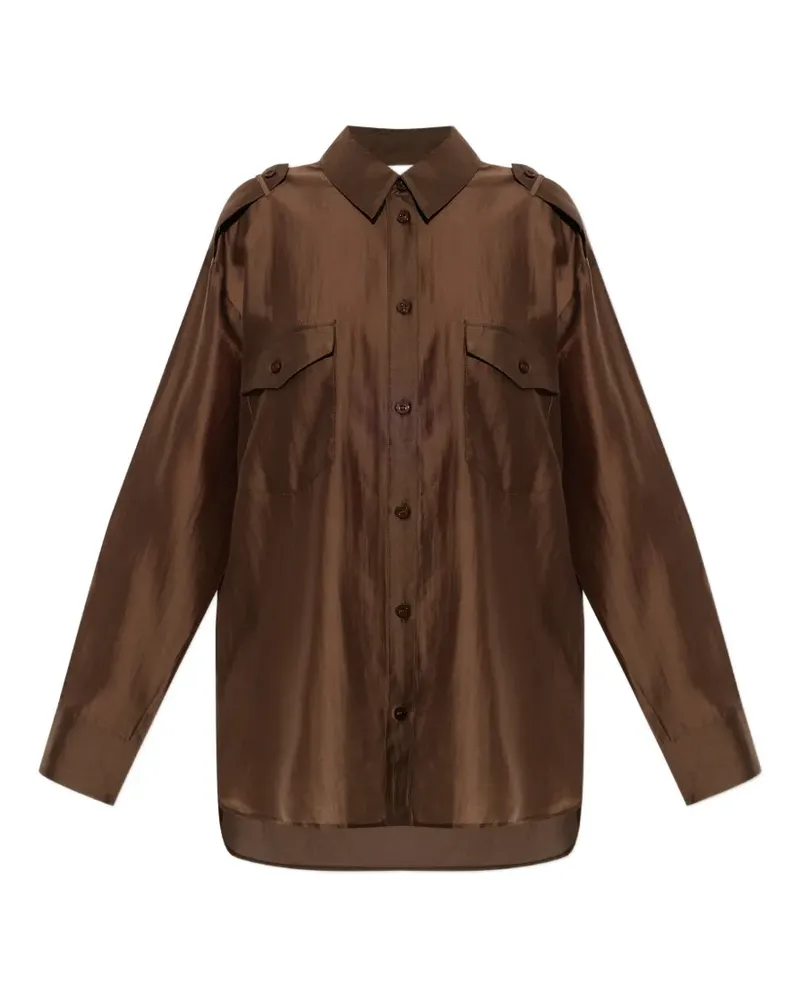 Gestuz Siora epaulette-detail chest-pocket shirt - Braun Braun