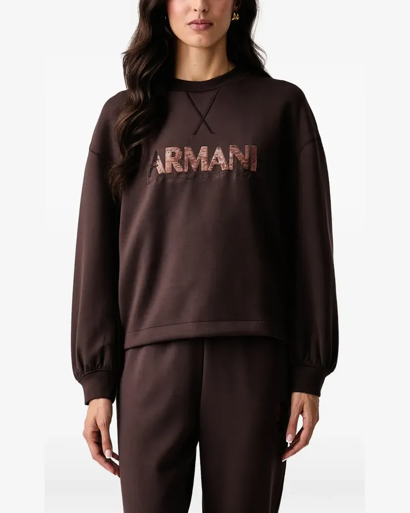 Armani Exchange Sweatshirt mit Pailletten-Logo - Braun Braun