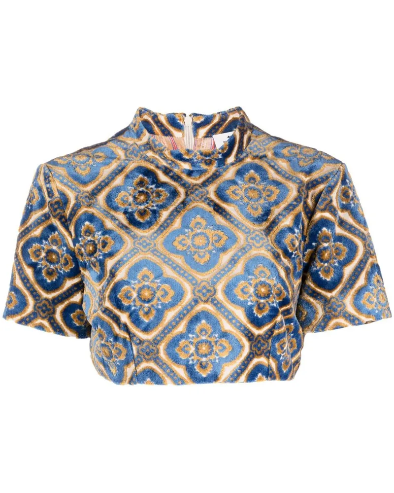 Etro Cropped-Top mit abstraktem Print - Blau Blau