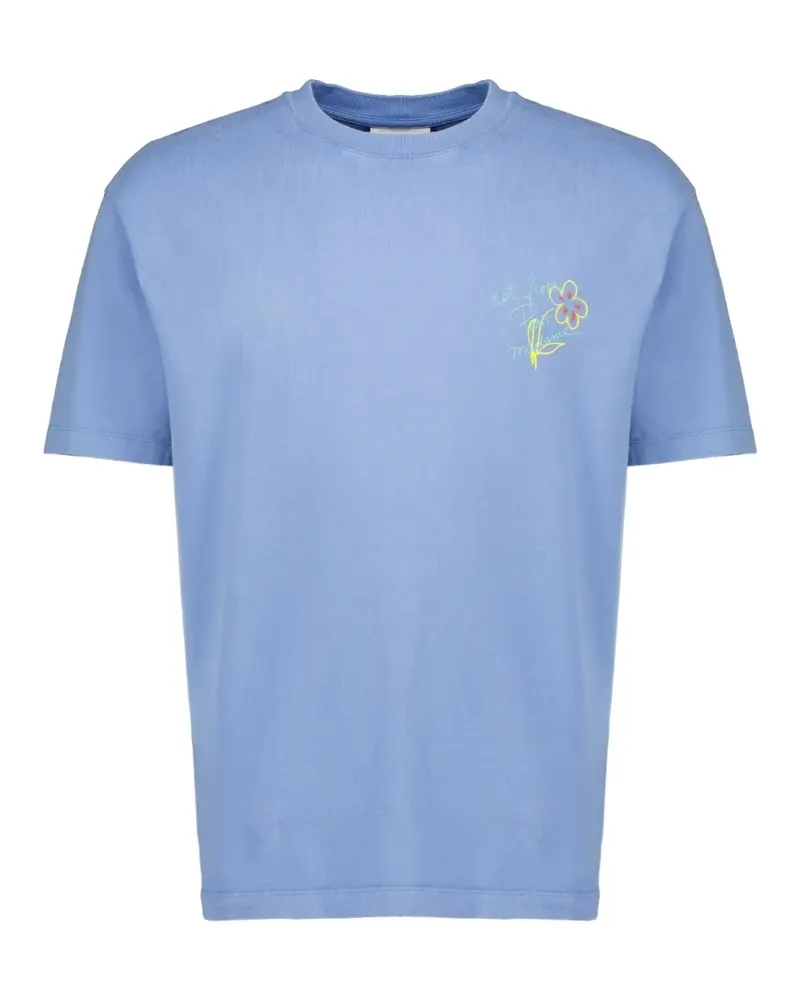 Drôle de Monsieur Esquisse T-Shirt mit Slogan-Print - Blau Blau