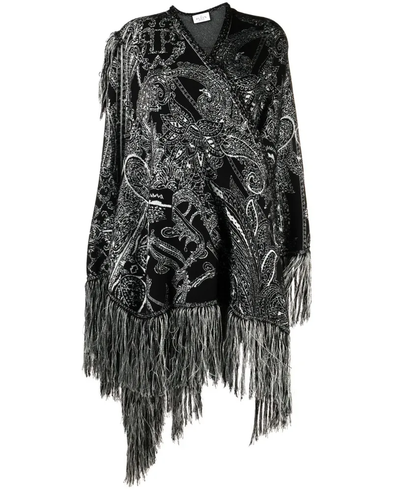Philipp Plein Cape aus Paisley-Jacquard - Schwarz Schwarz