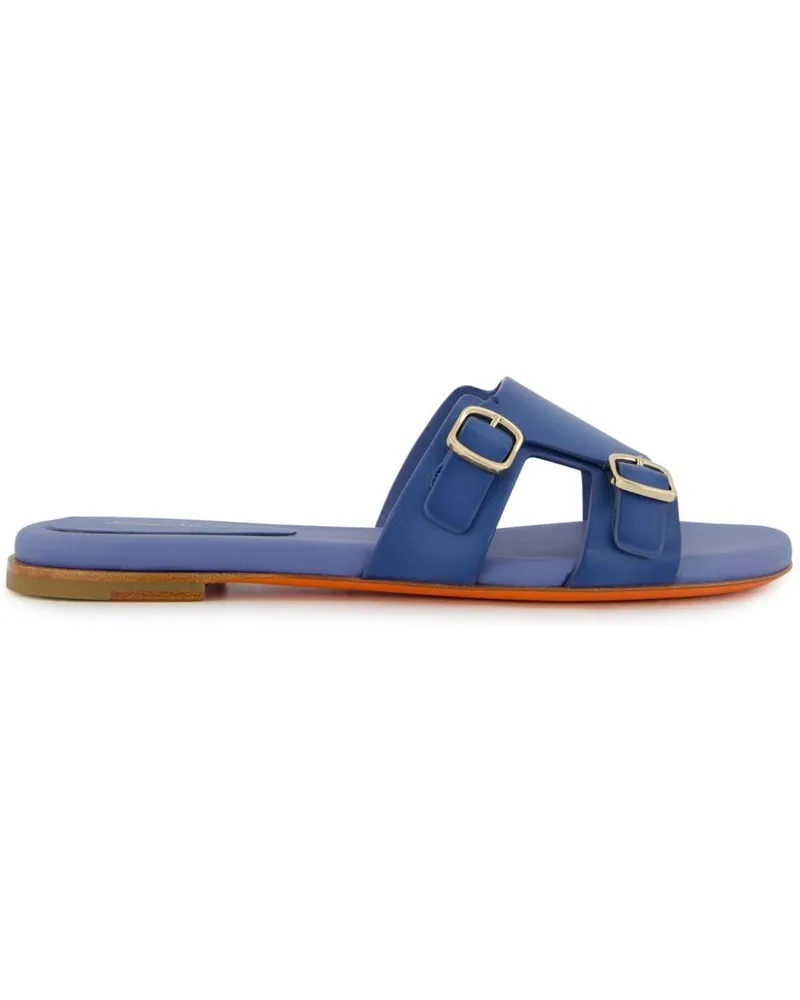 Santoni Pantoletten mit Schnallen - Blau Blau