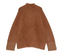 Gestrickter Pullover mit Pailletten - Braun