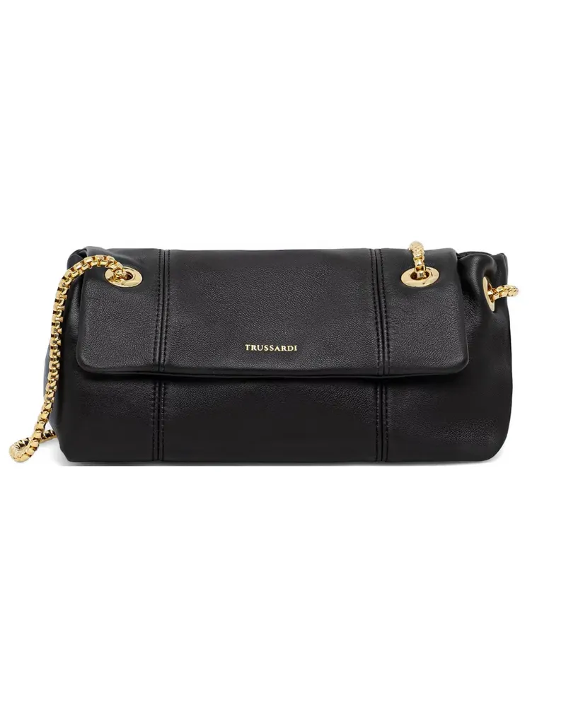 Trussardi logo-stamp chain-link shoulder bag - Schwarz Schwarz