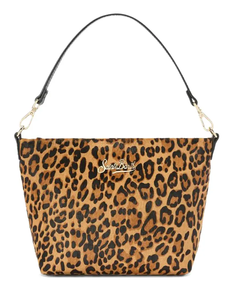 MC2 Saint Barth leopard-pattern logo-plaque tote bag - Braun Braun
