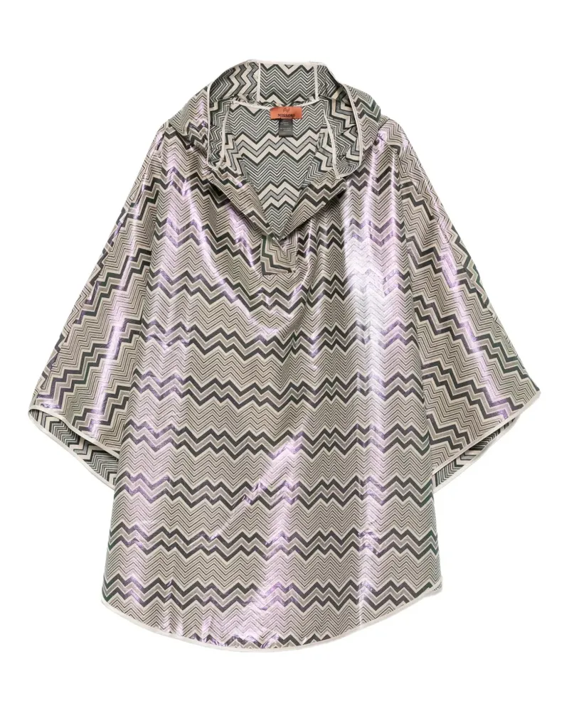 Missoni hood chevron-pattern cape - Grün Grün