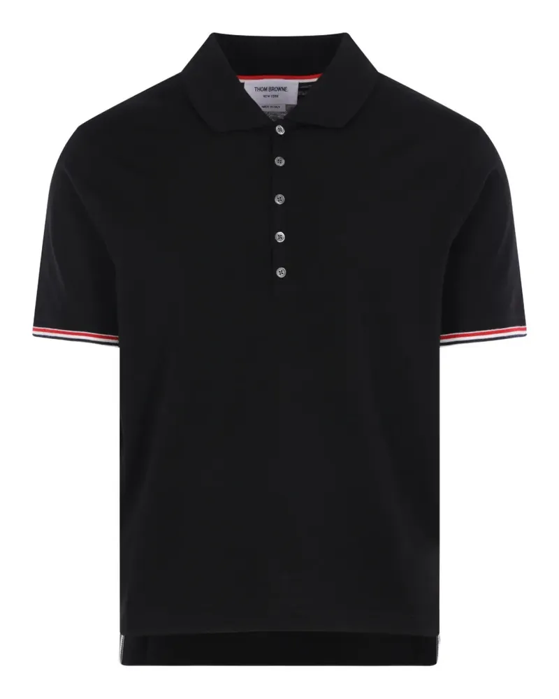 Thom Browne RWB Poloshirt mit Streifendetail - Schwarz Schwarz